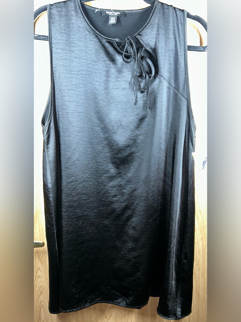 Nasty Women’s Size 10 (M) Black Tie Detail Satin Sleeveless Blouse